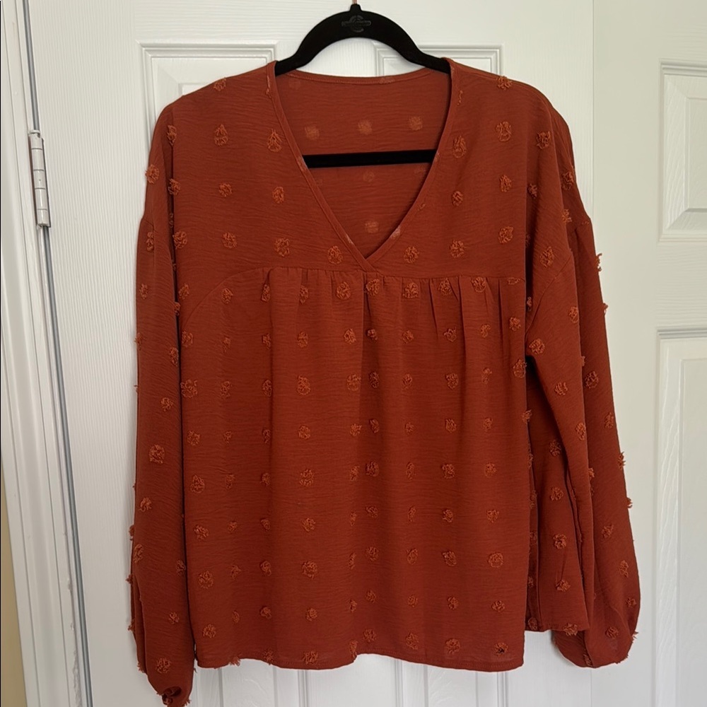 Terracotta V-Neck Blouse